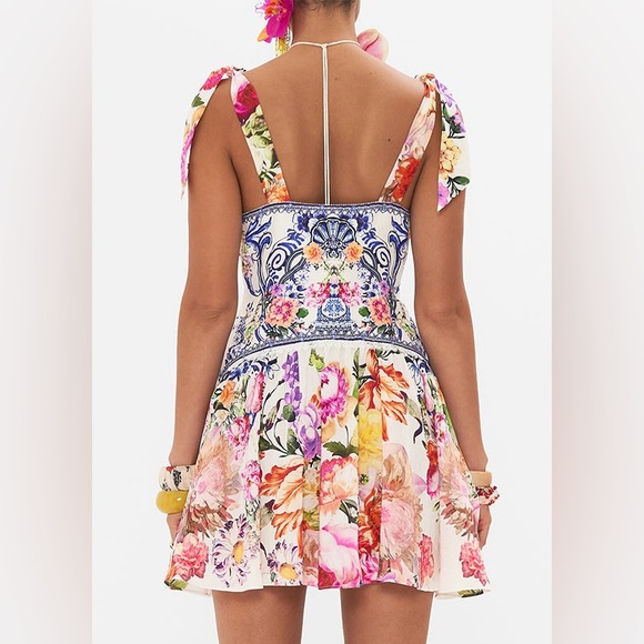 NWT! CAMILLA Dutch Is Life Tie Shoulder Short Cocktail Garden Floral Sun Dress S - Picture 7 of 8